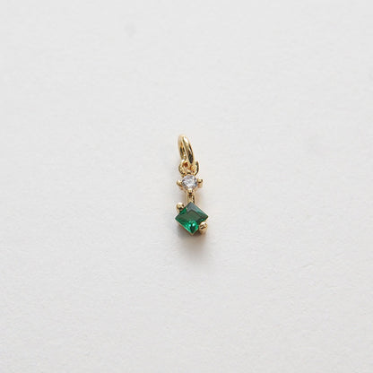 Gold Tiny Geometry Charms,18K Gold Filled CZ Square Crystal Pendant,Geometry Charm Bracelet Necklace for DIY Jewelry Making S