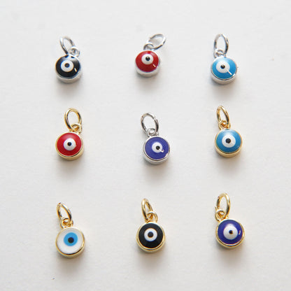 Gold Tiny Blue Evil Eye Charms,18K Gold Filled Evil Eye Pendant,Evil Eye Charm Bracelet Necklace for DIY Jewelry Making Supply