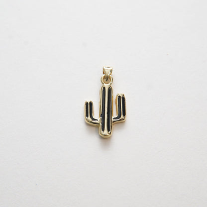 Gold Cactus Charms,18K Gold Filled Cactus Pendant,Silver Desert Charm Bracelet Necklace for DIY Jewelry Making Supply