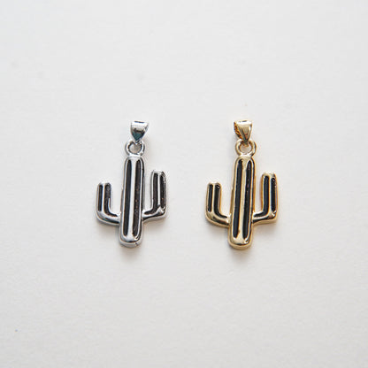 Gold Cactus Charms,18K Gold Filled Cactus Pendant,Silver Desert Charm Bracelet Necklace for DIY Jewelry Making Supply