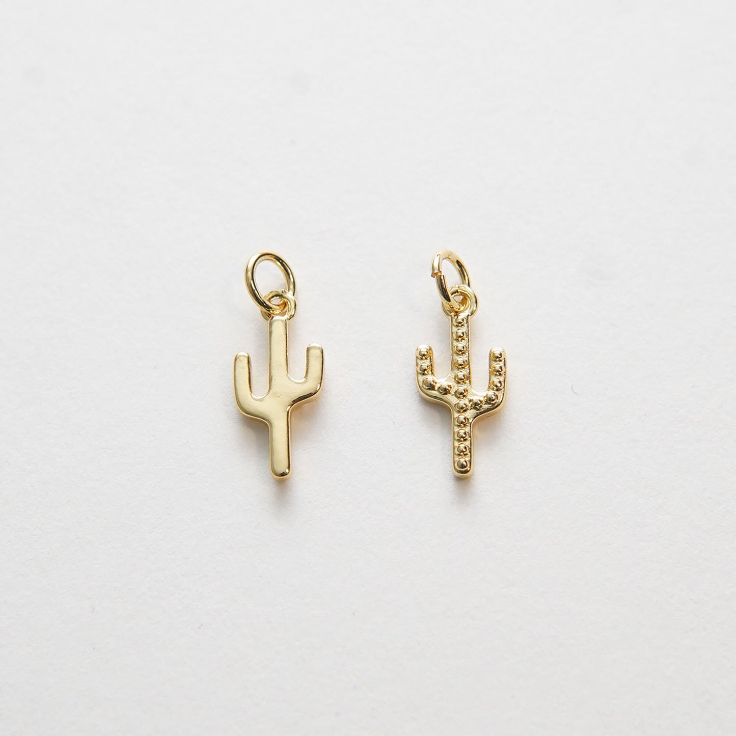 Gold Cactus Charms,18K Gold Filled Cactus Pendant,Silver Desert Charm Bracelet Necklace for DIY Jewelry Making Supply