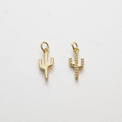 Gold Cactus Charms,18K Gold Filled Cactus Pendant,Silver Desert Charm Bracelet Necklace for DIY Jewelry Making Supply