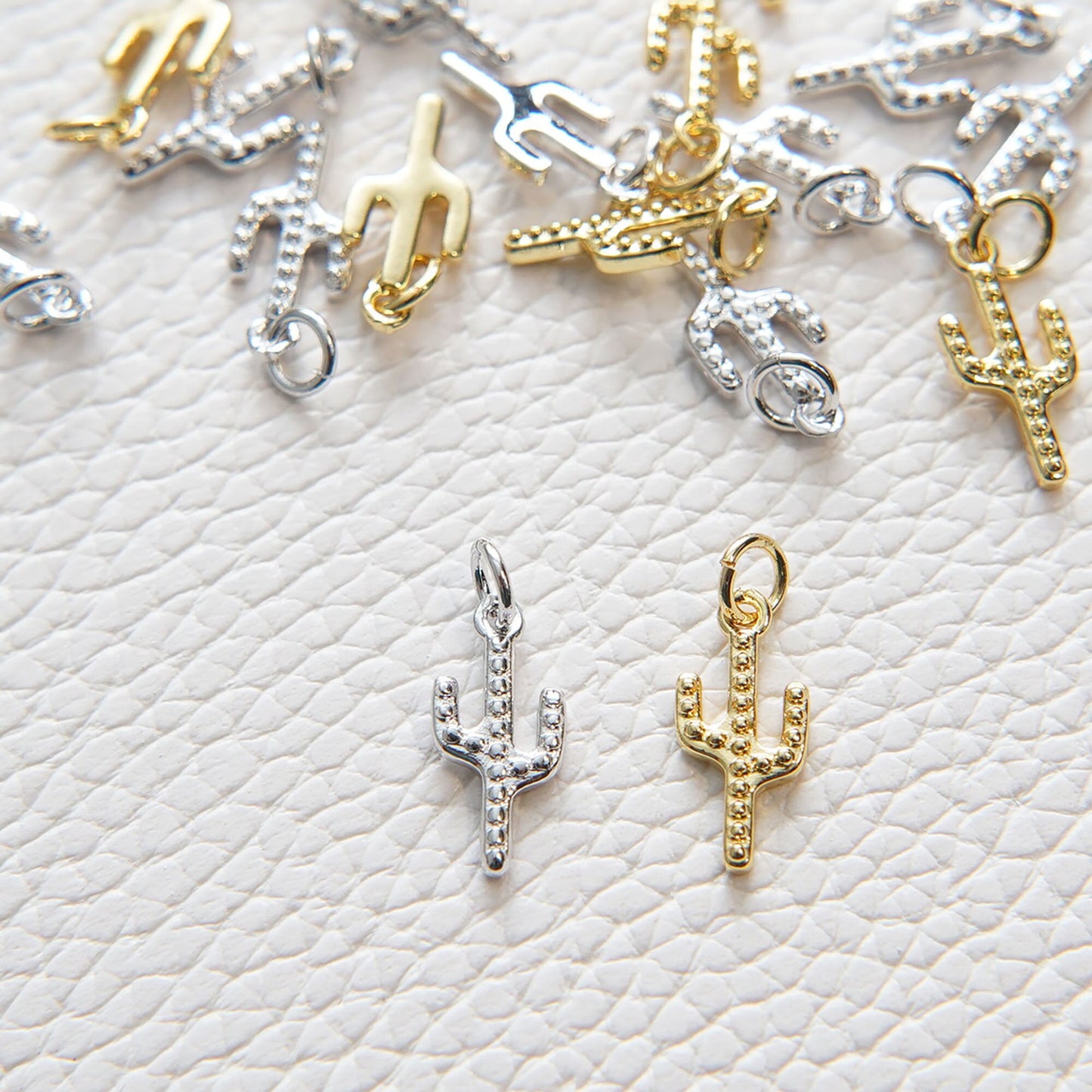 Gold Cactus Charms,18K Gold Filled Cactus Pendant,Silver Desert Charm Bracelet Necklace for DIY Jewelry Making Supply