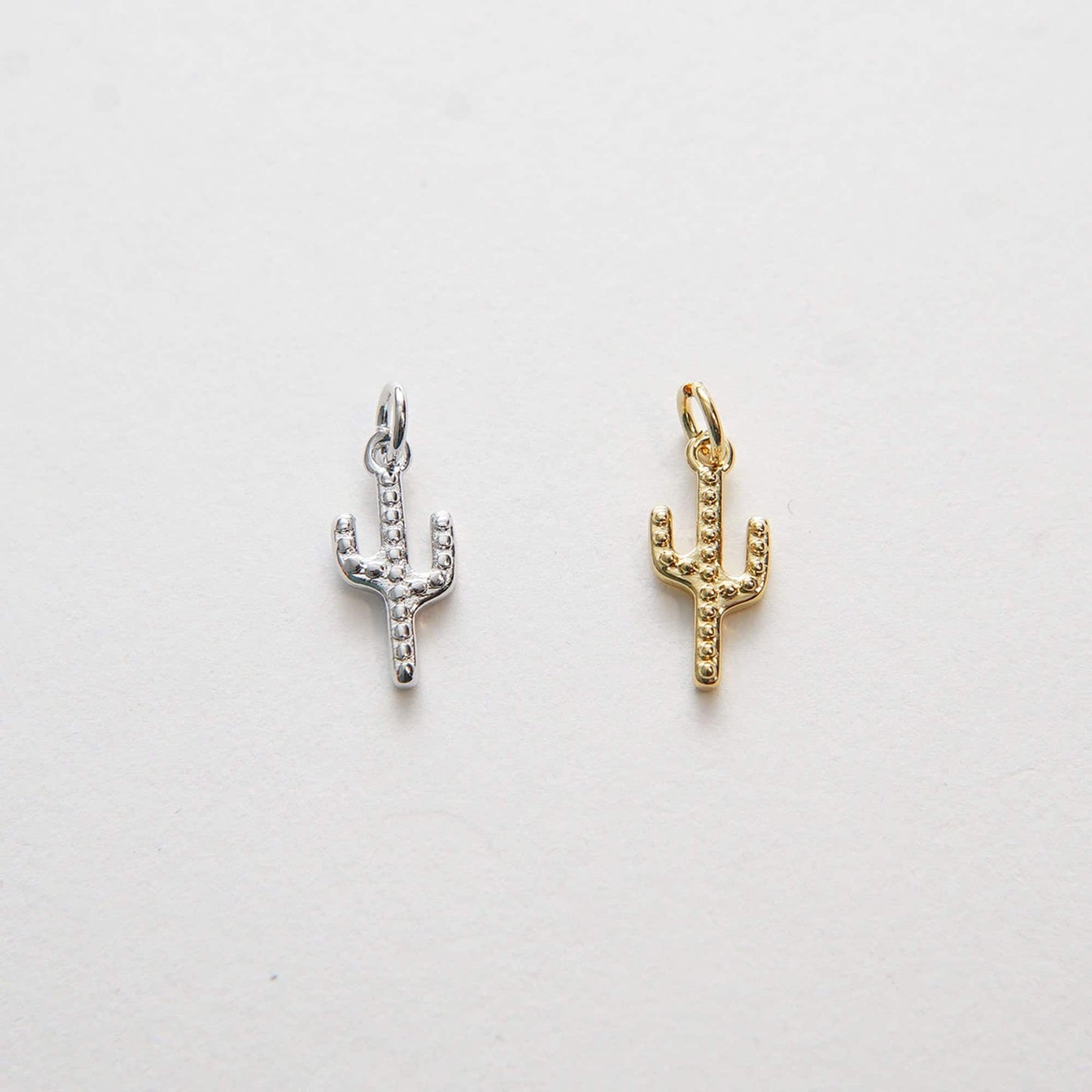 Gold Cactus Charms,18K Gold Filled Cactus Pendant,Silver Desert Charm Bracelet Necklace for DIY Jewelry Making Supply