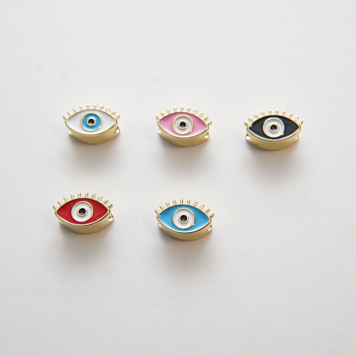 Gold Evil Eye Beads Charms,18K Gold Filled Evil Eye Pendant,Evil eye Charm Bracelet Necklace for DIY Jewelry Making Supply