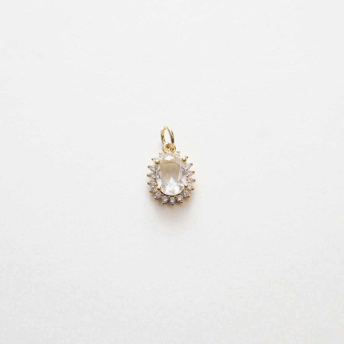 Gold Oval Charms,18K Gold Filled Oval Pendant,CZ Oval Charm Bracelet Necklace for DIY Jewelry Making Supply