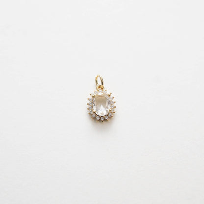 Gold Oval Charms,18K Gold Filled Oval Pendant,CZ Oval Charm Bracelet Necklace for DIY Jewelry Making Supply