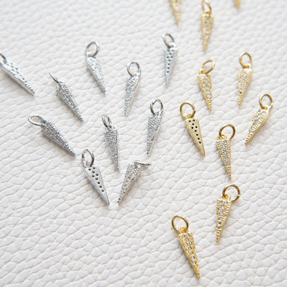 Gold Spike Charms,18K Gold Filled Triangle Pendant,Silver Triangle Charm Bracelet Necklace for DIY Jewelry Making Supply