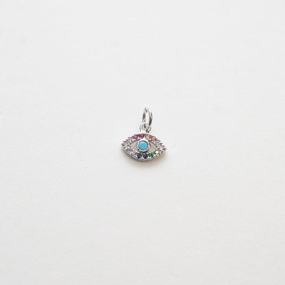 Gold Evil Eye Charms,18K Gold Filled Evil Eye Pendant,CZ micro Pave Silver Evil Eye Charm Bracelet Necklace for DIY Jewelry M