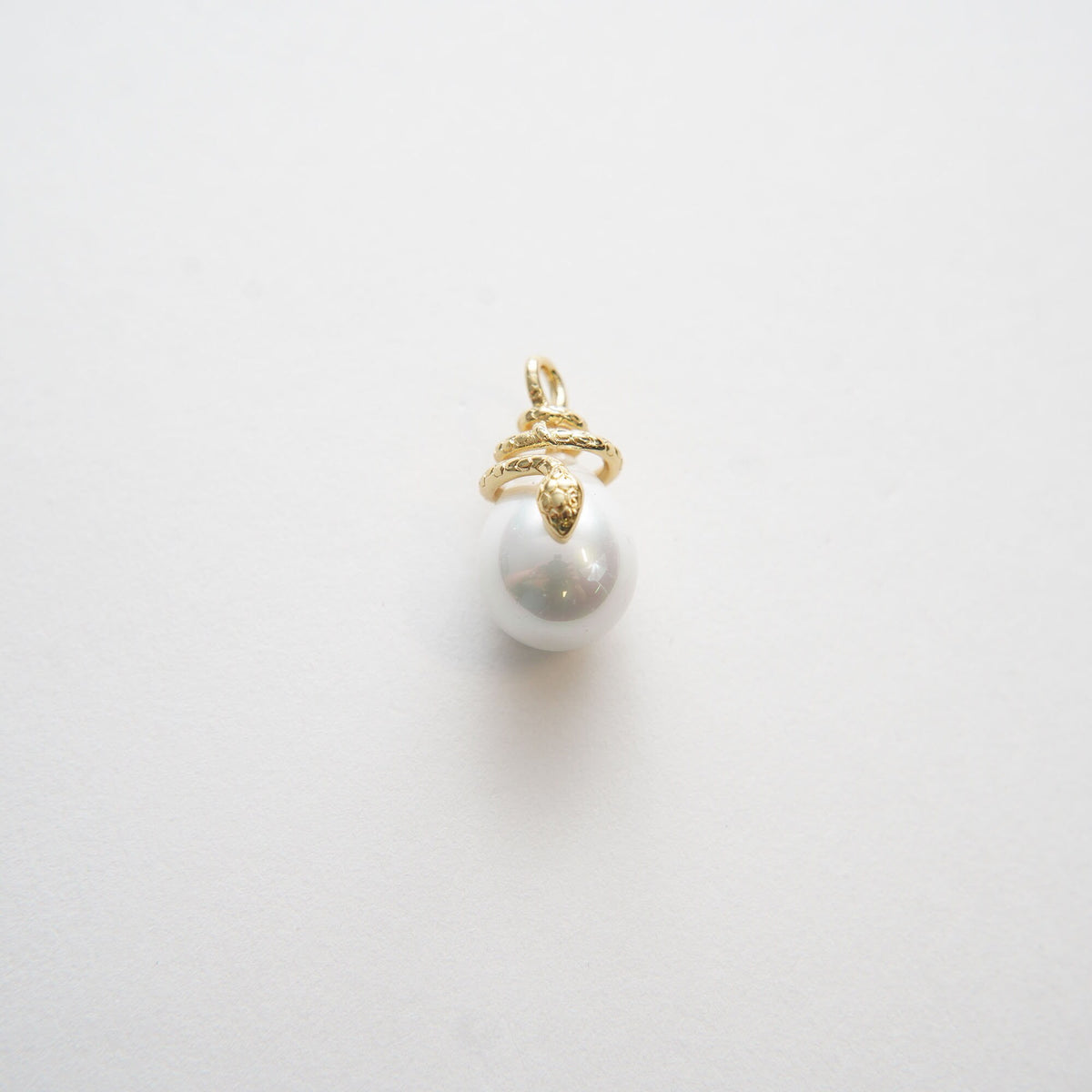 Gold Pearl Snake Charms,18K Gold Filled Snake Pearl Pendant,Silver Snake Charm Bracelet Necklace for DIY Jewelry Making Suppl