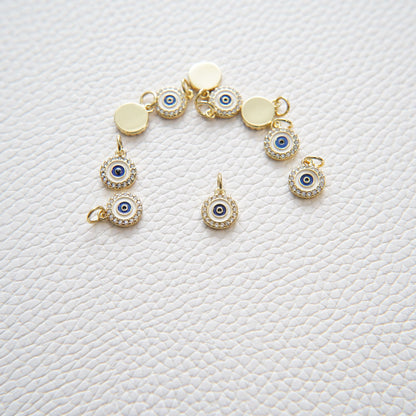 Gold Evil Eye Charms,18K Gold Filled Evil Eye Pendant,CZ Micro Pave Silver Evil Eye Charm Bracelet Necklace for DIY Jewelry M