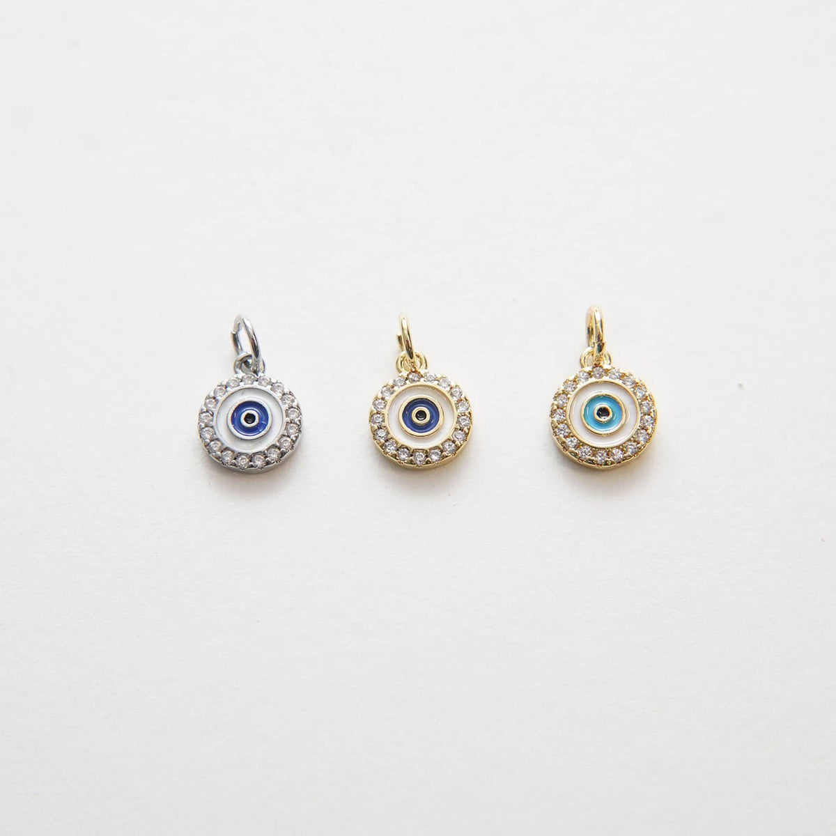 Gold Evil Eye Charms,18K Gold Filled Evil Eye Pendant,CZ Micro Pave Silver Evil Eye Charm Bracelet Necklace for DIY Jewelry M