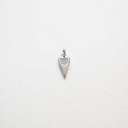 18K Gold Filled Cubic Zirconia Heart Charm Pendant for Jewelry Making