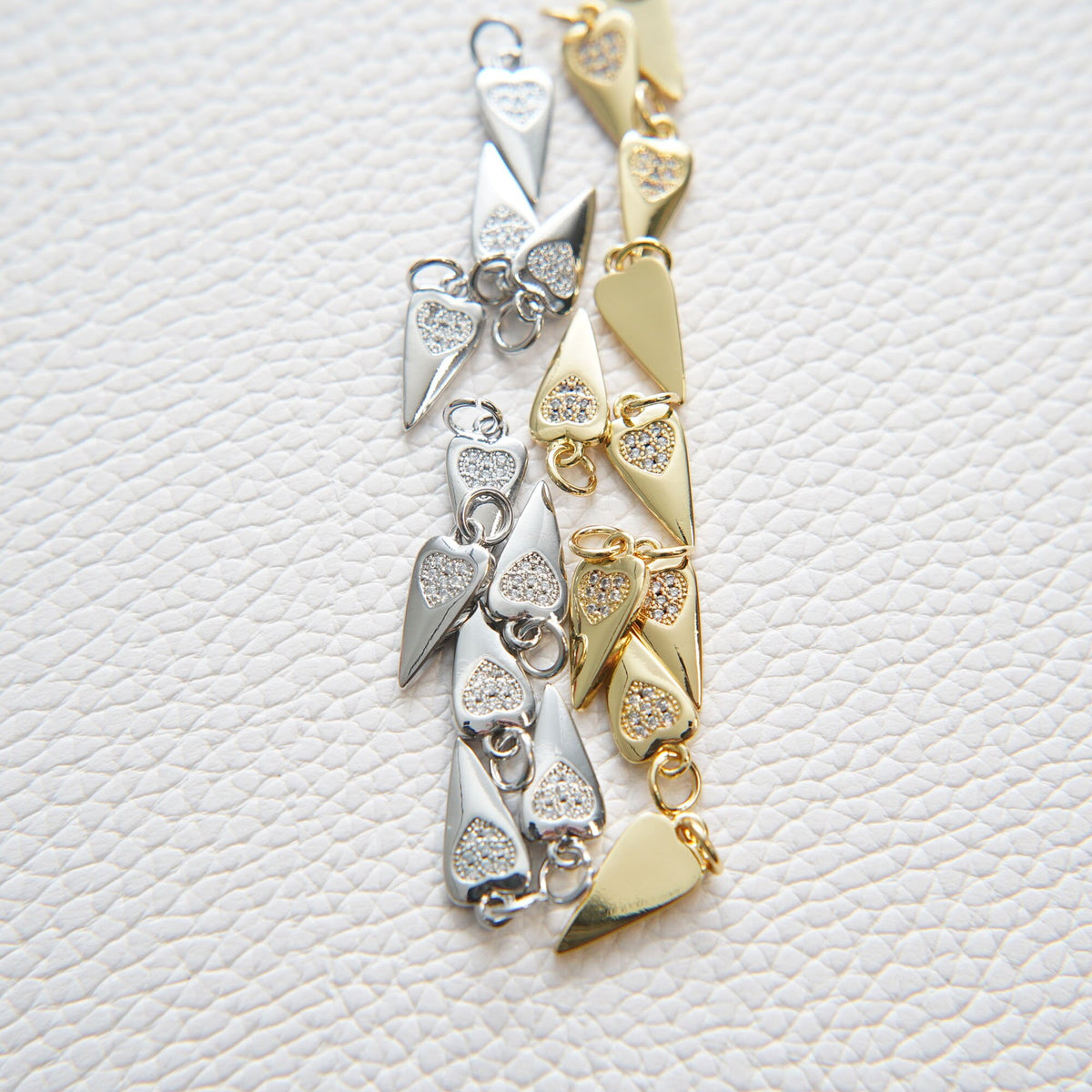 Gold Heart Charms,18K Gold Filled Heart Pendant,CZ Micro Pave Silver Heart Charm Bracelet Necklace for DIY Jewelry Making Sup