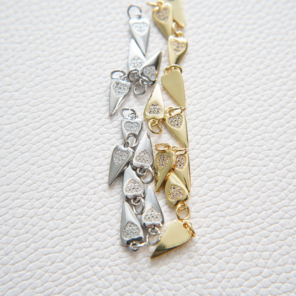 Gold Heart Charms,18K Gold Filled Heart Pendant,CZ Micro Pave Silver Heart Charm Bracelet Necklace for DIY Jewelry Making Sup