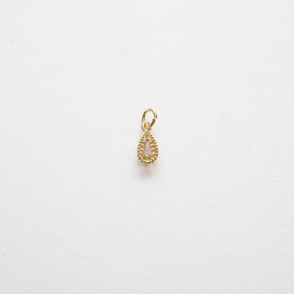 Gold Teardrop Charms,18K Gold Filled Teardrop Pendant,CZ Micro Pave Silver Teardrop Charm Bracelet Necklace for DIY Jewelry M