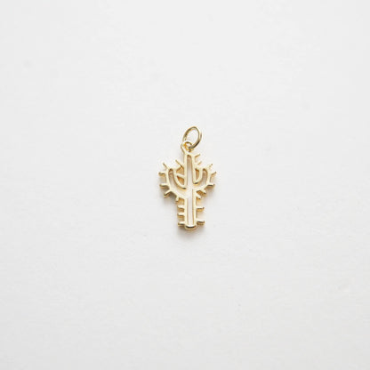 Gold Cactus Charms,18K Gold Filled Cactus Pendant,Silver Desert Charm Bracelet Necklace for DIY Jewelry Making Supply