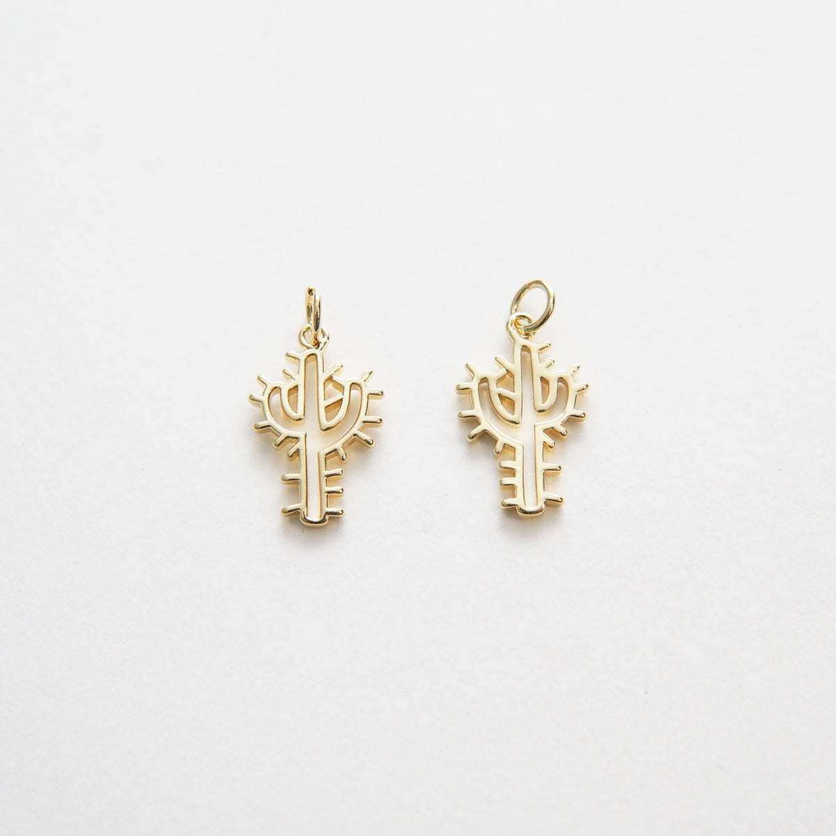 Gold Cactus Charms,18K Gold Filled Cactus Pendant,Silver Desert Charm Bracelet Necklace for DIY Jewelry Making Supply