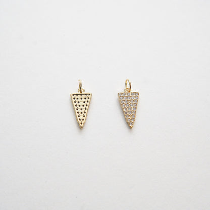 Gold Spike Charms,18K Gold Filled Triangle Pendant,CZ Micro Pave Silver Triangle Charm Bracelet Necklace for DIY Jewelry Making Supply