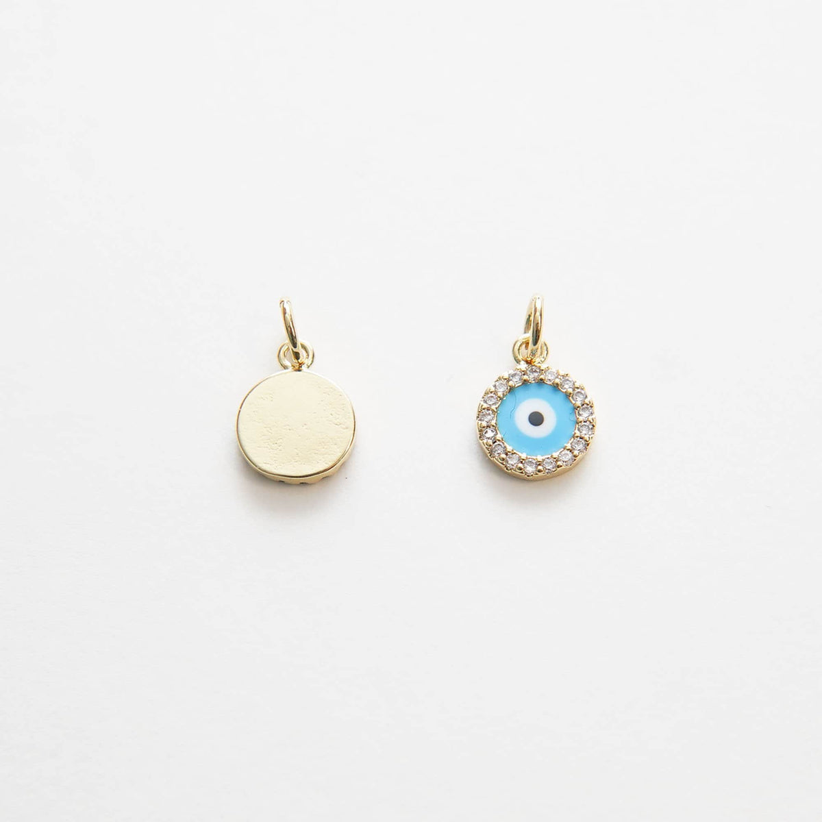 18K Gold Filled Cubic Zirconia Evil Eye Charm Pendant for Jewelry Making