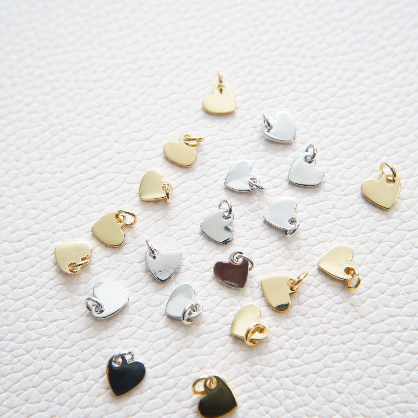 Gold Heart Charms,18K Gold Filled Heart Pendant,Silver Heart Charm Bracelet Necklace for DIY Jewelry Making Supply