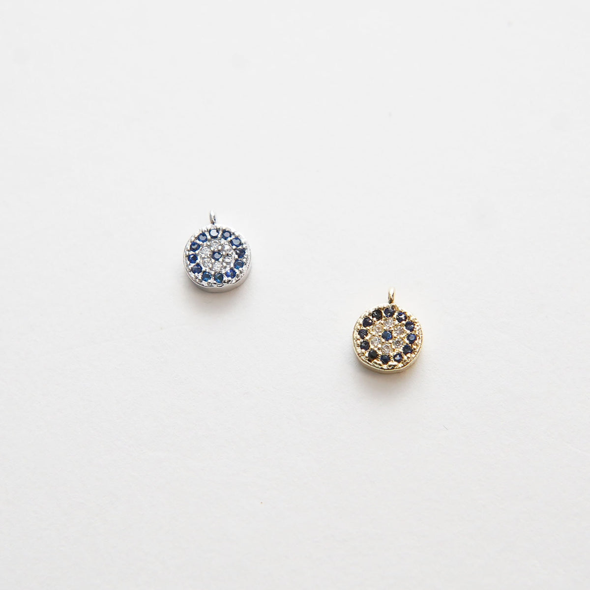Gold Evil Eye Charms,18K Gold Filled Evil Eye Pendant,CZ Micro Pave Silver Evil Eye Charm Bracelet Necklace for DIY Jewelry M