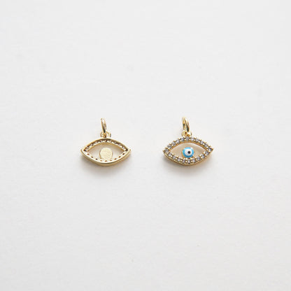 18K Gold Filled Evil Eye CZ Charm Pendant for Jewelry Making