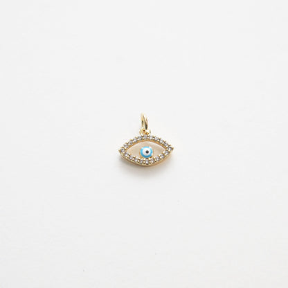 18K Gold Filled Evil Eye CZ Charm Pendant for Jewelry Making