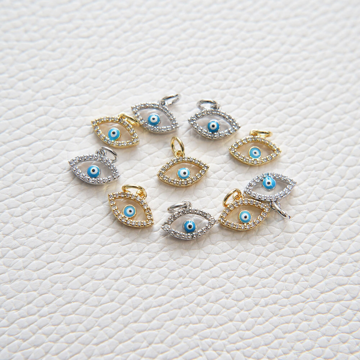 18K Gold Filled Evil Eye CZ Charm Pendant for Jewelry Making