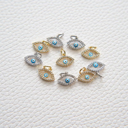 18K Gold Filled Evil Eye CZ Charm Pendant for Jewelry Making