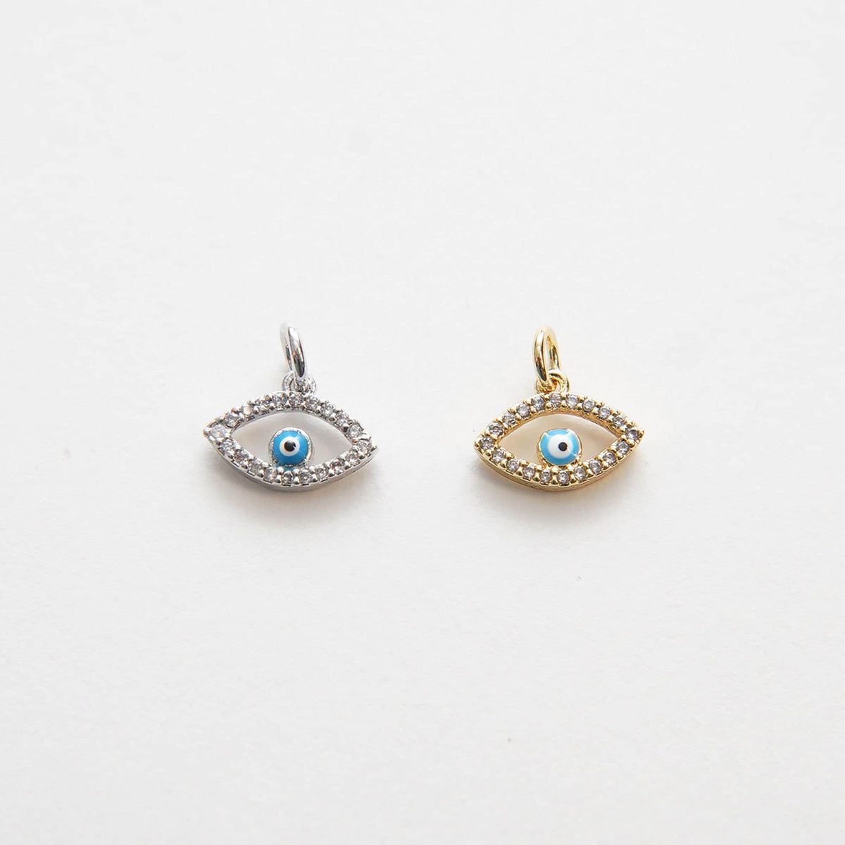 18K Gold Filled Evil Eye CZ Charm Pendant for Jewelry Making