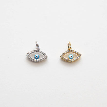 18K Gold Filled Evil Eye CZ Charm Pendant for Jewelry Making