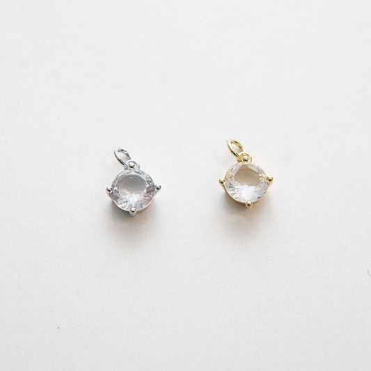 Gold Round Charms,18K Gold Filled Round Pendant,CZ Micro Pave Silver Round Charm Bracelet Necklace for DIY Jewelry Making Sup
