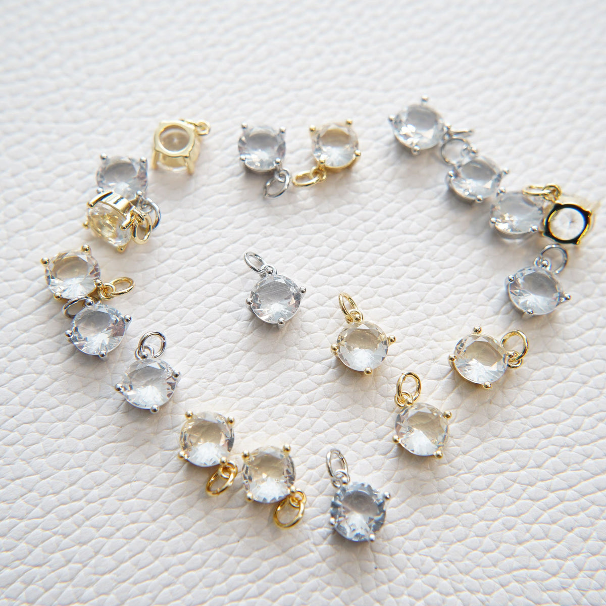 Gold Round Charms,18K Gold Filled Round Pendant,CZ Micro Pave Silver Round Charm Bracelet Necklace for DIY Jewelry Making Sup