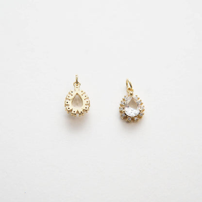 Gold Teardrop Charms,18K Gold Filled Teardrop Pendant,CZ Micro Pave Silver Teardrop Charm Bracelet Necklace for DIY Jewelry M