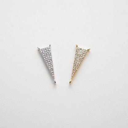 Gold Spike Charms,18K Gold Filled Triangle Pendant,CZ Micro Pave Silver Triangle Charm Bracelet Necklace for DIY Jewelry Maki