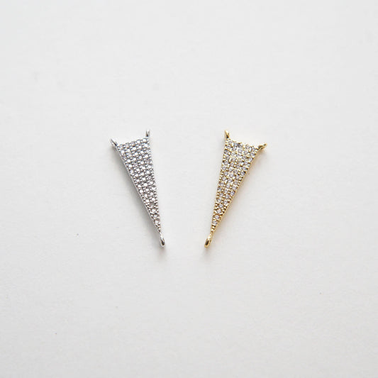 Gold Spike Charms,18K Gold Filled Triangle Pendant,CZ Micro Pave Silver Triangle Charm Bracelet Necklace for DIY Jewelry Maki