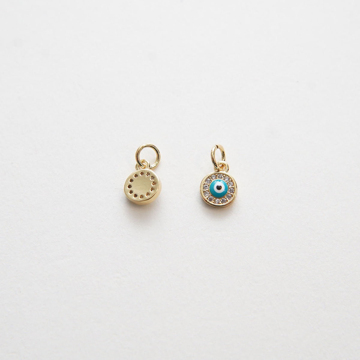 18K Gold Filled Evil Eye CZ Charm Pendant for Jewelry Making