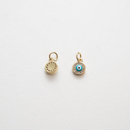 18K Gold Filled Evil Eye CZ Charm Pendant for Jewelry Making