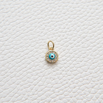 18K Gold Filled Evil Eye CZ Charm Pendant for Jewelry Making
