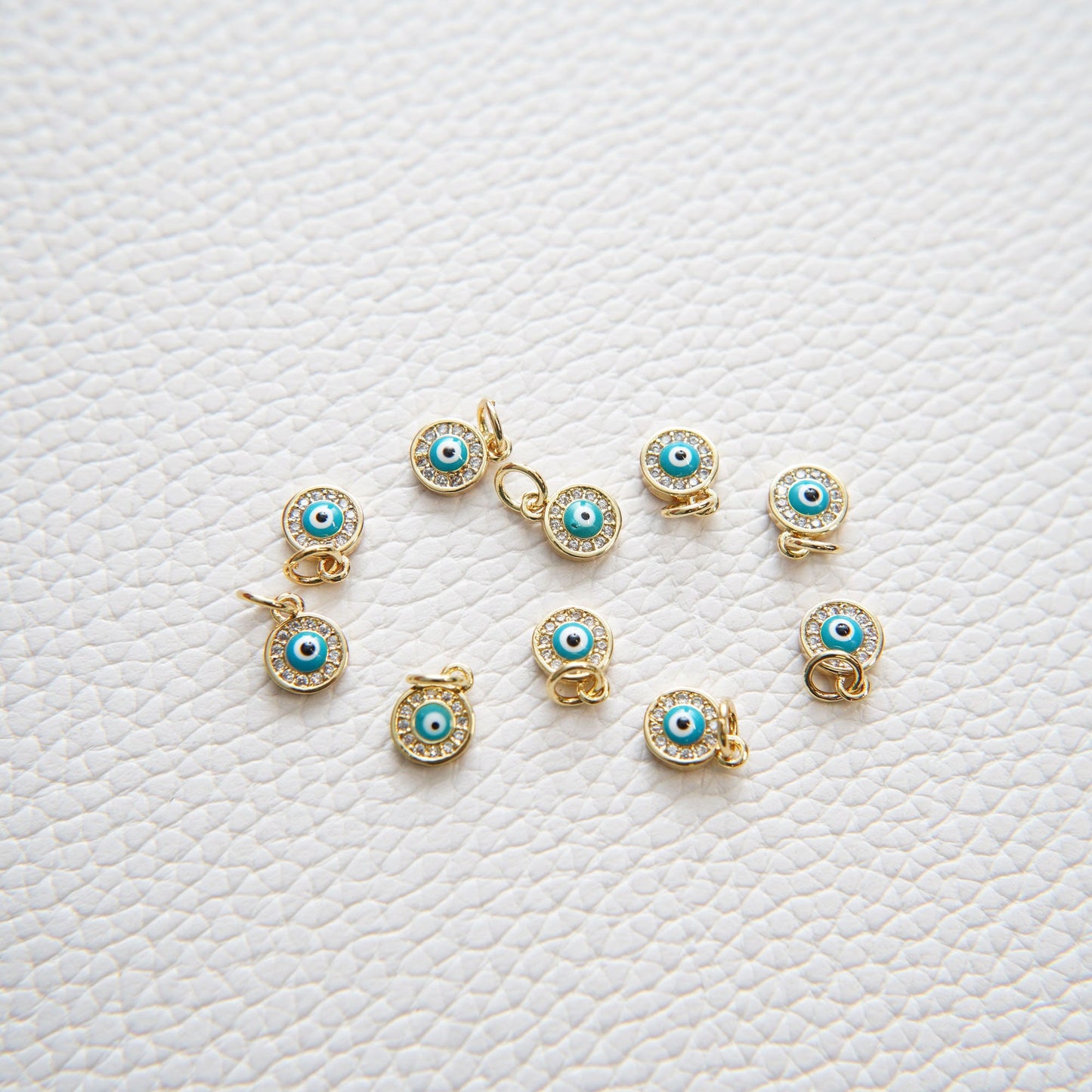 Gold Evil Eye Charms,18K Gold Filled Evil Eye Pendant,CZ Micro Pave Evil Eye Charm Bracelet Necklace for DIY Jewelry Making Supply