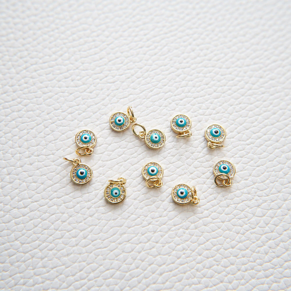 18K Gold Filled Evil Eye CZ Charm Pendant for Jewelry Making