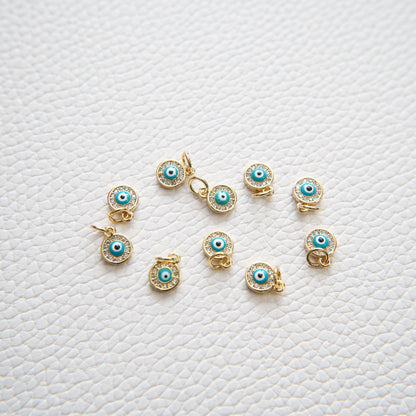 18K Gold Filled Evil Eye CZ Charm Pendant for Jewelry Making