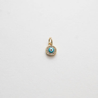 18K Gold Filled Evil Eye CZ Charm Pendant for Jewelry Making