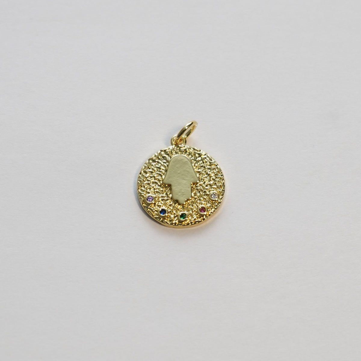 18K Gold Filled Hamsa CZ Charm Pendant for Jewelry Making