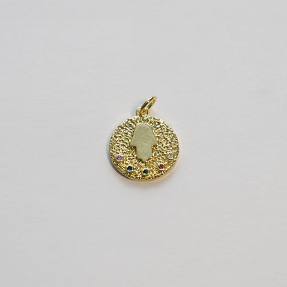 18K Gold Filled Hamsa CZ Charm Pendant for Jewelry Making