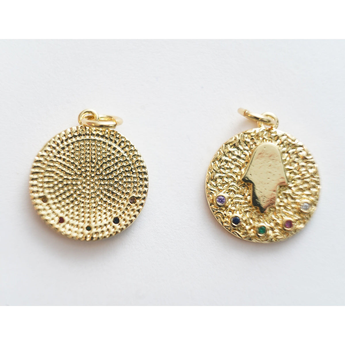 18K Gold Filled Hamsa CZ Charm Pendant for Jewelry Making