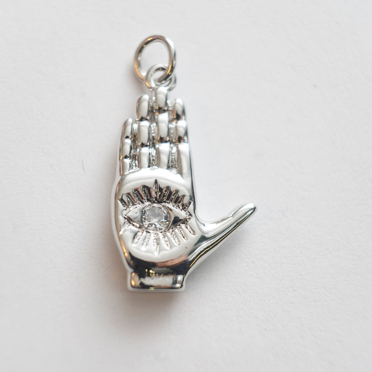 18K Gold Filled Hamsa Hand Pendant,CZ Micro Pave Hand Evill Eye Charm Necklace for DIY Jewelry Making Supply