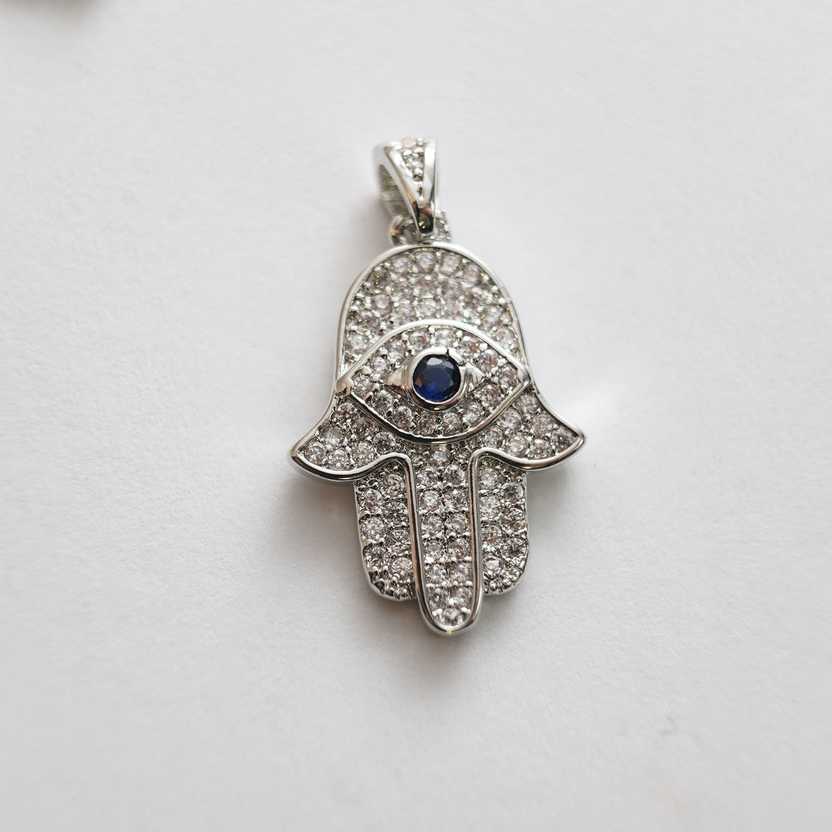 18K Gold Filled Hamsa Hand Pendant,Cubic Zirconia Hand Evil Eye Charm Necklace for DIY Jewelry Making Supply