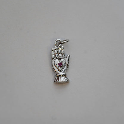 18K Gold Filled CZ Hamsa Hand Pendant,Hand Gesture Charm Necklace for DIY Jewelry Making Supply